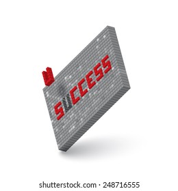 success word in 3D block wall illustration 