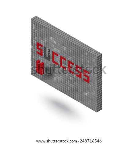 success word in 3D block wall illustration 
