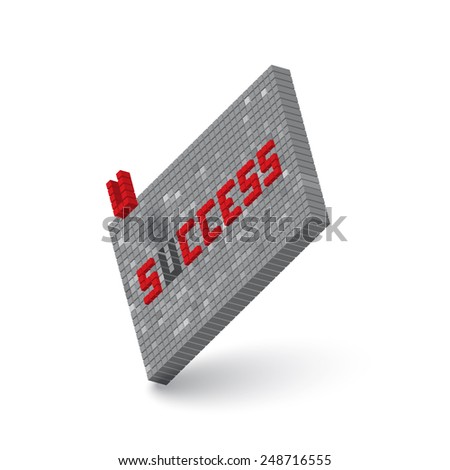 success word in 3D block wall illustration 