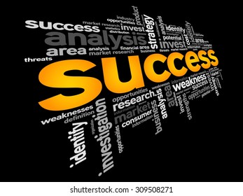 Success word cloud, business concept