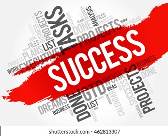 SUCCESS word cloud collage, business concept background