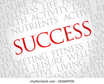 SUCCESS word cloud, fitness, sport, health concept