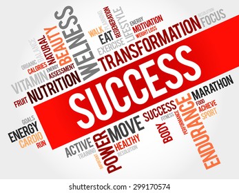 SUCCESS word cloud, fitness, sport, health concept