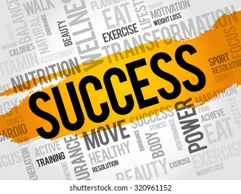 SUCCESS word cloud, fitness, sport, health concept