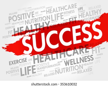 SUCCESS word cloud, fitness, sport, health concept