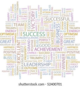 SUCCESS. Word collage on white background. Vector illustration.