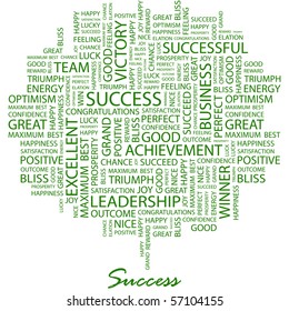 SUCCESS. Word collage on white background. Vector illustration.