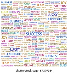 SUCCESS. Word collage on white background. Illustration with different association terms.