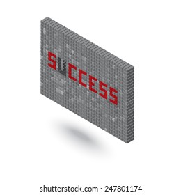success word without U 3D block wall illustration 