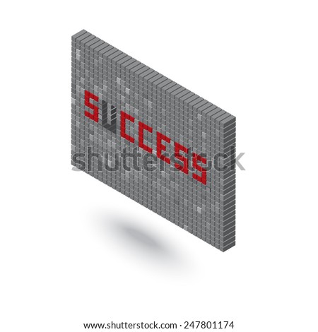 success word without U 3D block wall illustration 