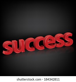 Success words on black background