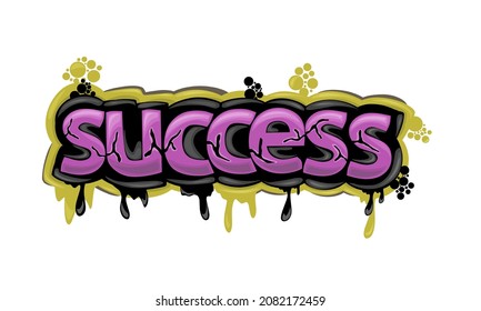 SUCCESS writing graffiti design on white background