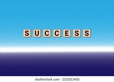 Success written on wooden tiles. Vector illustration on Blue background. EPS 10 file.