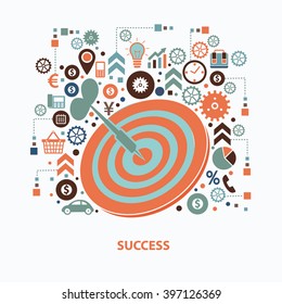 Success,dart concept design on clean background,vector