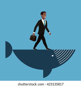 Successful African American businessman with a briefcase. 
