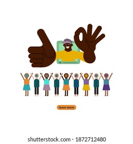 A successful African-American guy blogger communicates with his audience on-line.