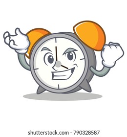 Successful alarm clock character cartoon