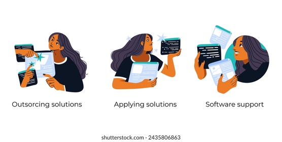 Successful app development - set of business concept illustrations. Visual stories collection