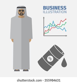 Successful Arabic business people. Flat design.