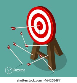 Successful attempt, Miss target, goals vector success business strategy concept icon in isometric style