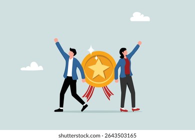 Profissionais ou especialistas bem-sucedidos e premiados, funcionários de melhores escritórios ou especialistas que têm habilidades para alcançar conceitos de objetivos, empresários bem-sucedidos e empresárias profissionais estão com