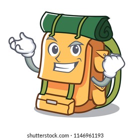 Successful backpack character cartoon style
