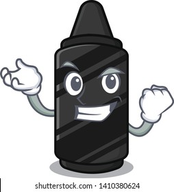 Successful black crayon in the character shape