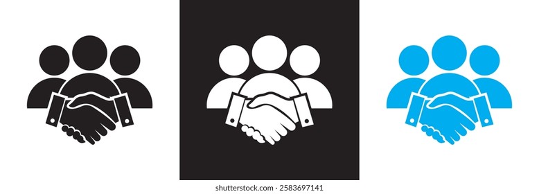 Successful business collaboration icon. Containing teamwork, group people, partnership, organization etc. isolated on white and black background. vector illustration. EPS 10