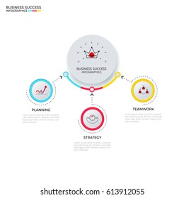 Successful business concept circle infographic template. Infographics with icons and elements. Can be used for workflow layout, diagram web design, infographics. Vector Illustration