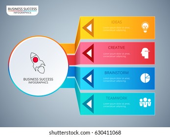 Successful business concept circle infographic template. Infographics with icons and elements. Can be used for workflow layout, diagram web design, infographics. Vector Illustration