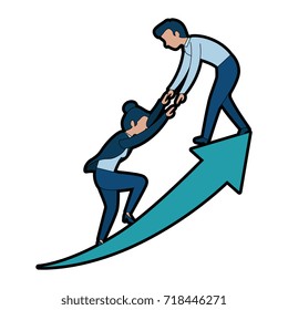 successful business couple with arrow up