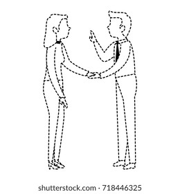 successful business couple with speech bubble avatars characters