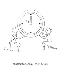 successful business couple with watch avatars characters