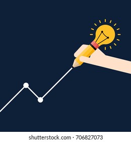 Successful business with creative idea concept flat design, vector illustration
