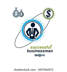 Successful Business creative logo, vector conceptual symbol isolated on white background. Special and unique sign.