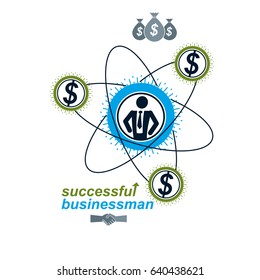 Successful Business creative logo, vector conceptual symbol isolated on white background. Special and unique sign.