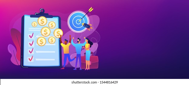 Successful business deal celebrating. Contract profitable agreement. Project closure, project closing process, acceptance of deliverables concept. Header or footer banner template with copy space.