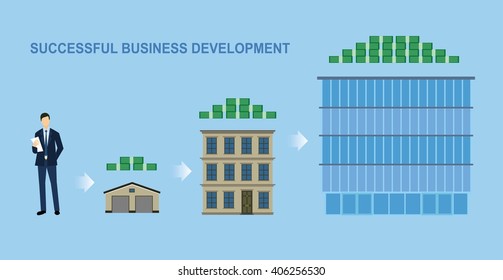 Successful business development. Vector illustration.