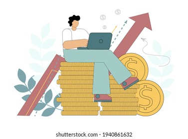 Successful business. Enrichment, multiplication of money. Financial success, consulting, investing. Vector illustration isolated on white background.