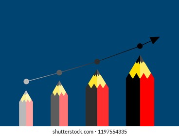 Successful business graph is like depth of colored pencil and copy space vector. In business concept