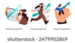 Successful business and growth strategy - set of business concept illustrations. Visual stories collection