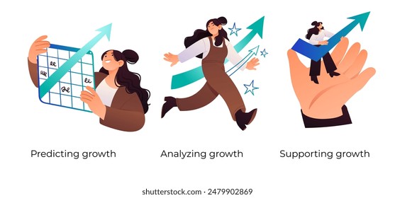 Successful business and growth strategy - set of business concept illustrations. Visual stories collection