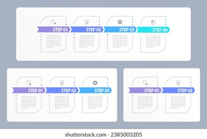 Successful business infographic chart design template set. Editable infochart with icons. Instructional graphics with options, steps sequence. Visual data presentation. Merriweather Sans font used