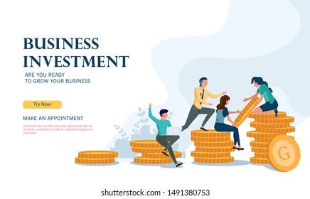 successful business investment program with flat design concept 