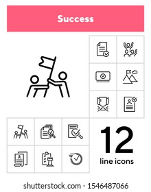 Successful business line icon set. Team, best, top, award. Business concept. Can be used for topics like contract, win, leadership