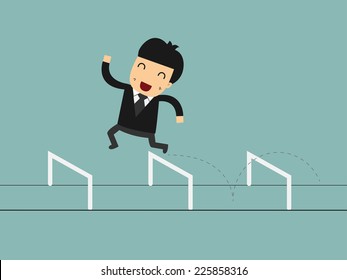 Successful Business Man Jumping Over Hurdle Stock Vector (Royalty Free ...