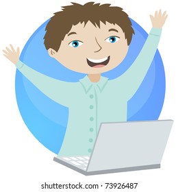 Successful business man with a laptop at the office