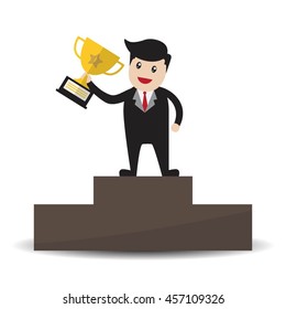 Successful Business man  on podium
