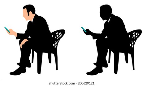 successful business man use cell phone, vector 