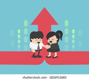 Successful business men and women cooperation in open business together